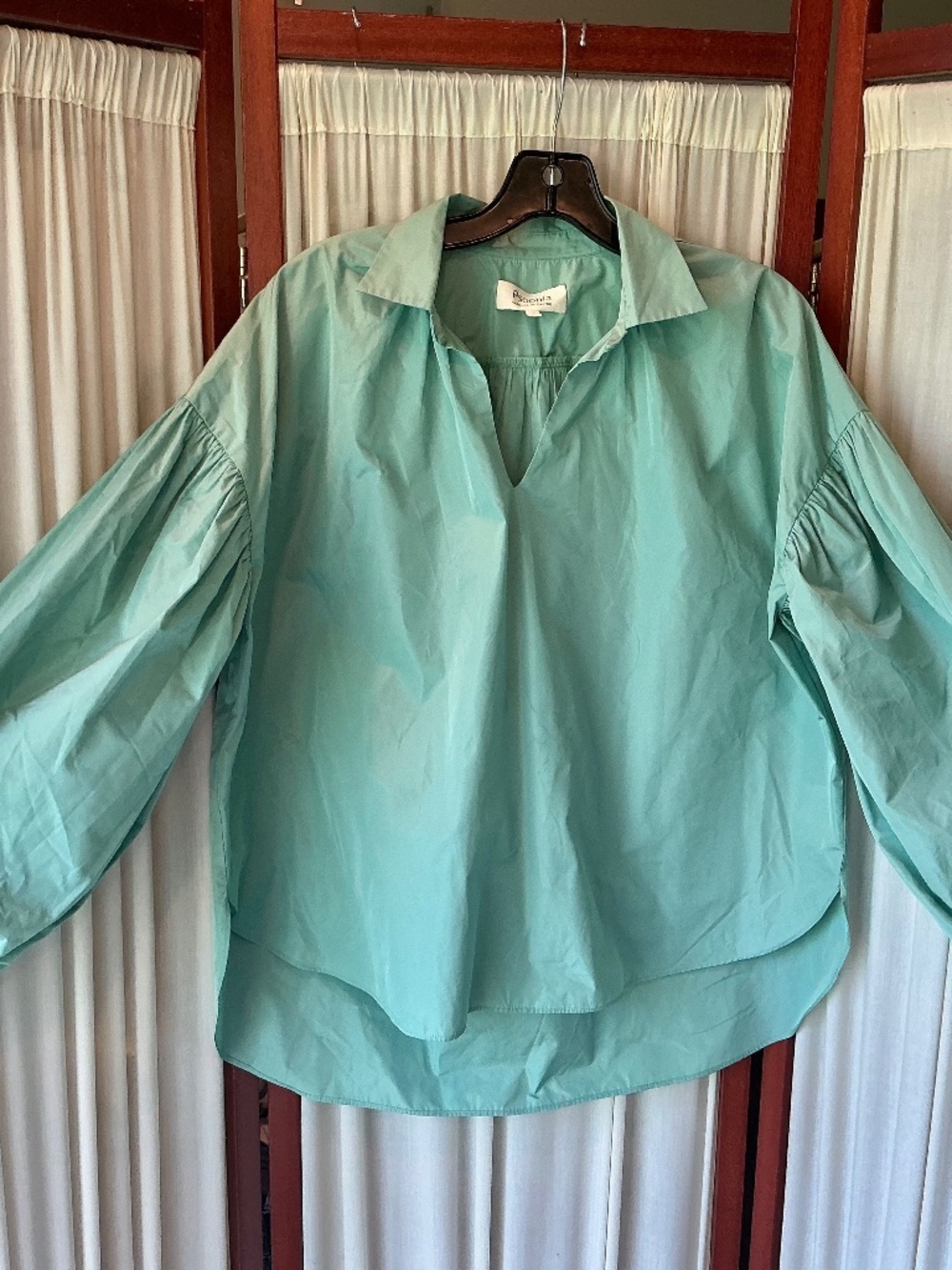 Psophia Vazquez De Castro Green Designer Top Puffed Sleeves Size Small